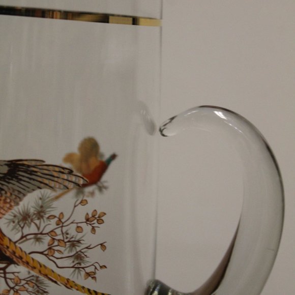 Set of 5 West Virginia Glass Vintage Pheasants In Flight 4 Glasses & 1 Pitcher - Picture 11 of 15
